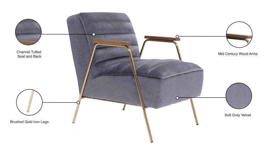 Chaise d'appoint en velours Woodford