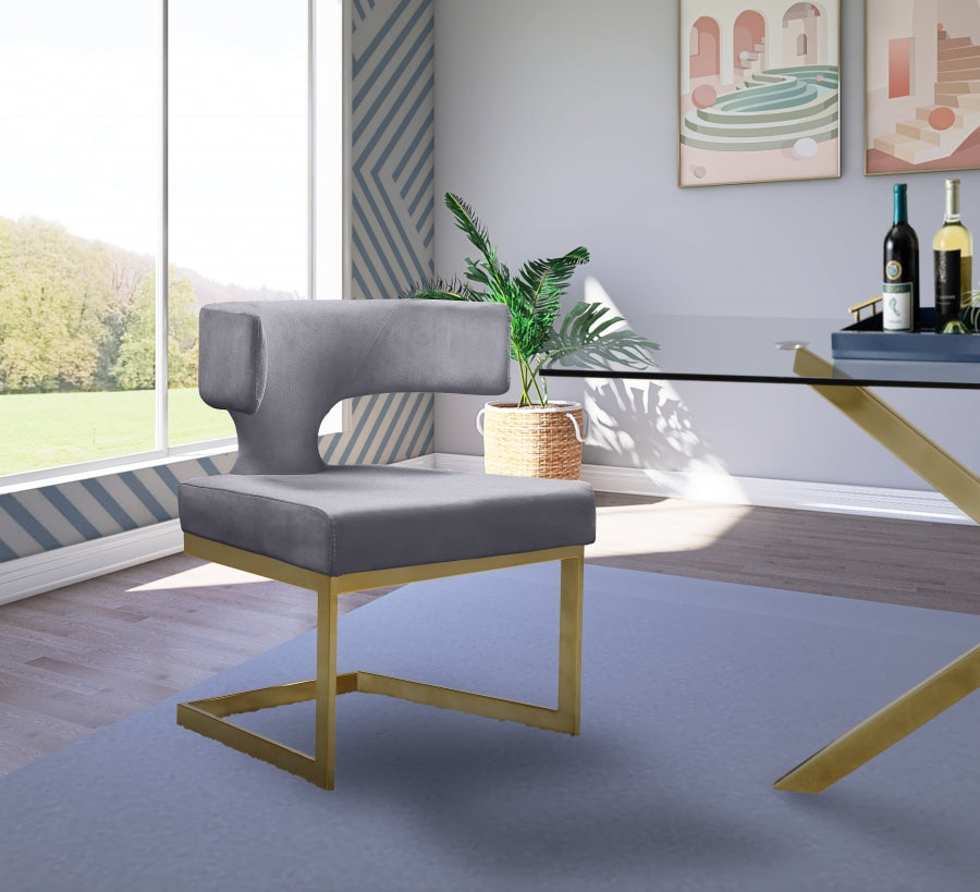 Chaise de salle à manger en velours Alexandra