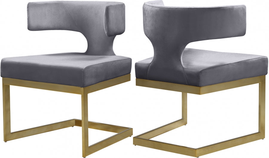Chaise de salle à manger en velours Alexandra