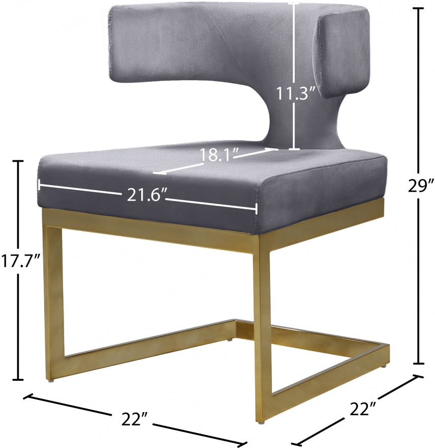 Chaise de salle à manger en velours Alexandra
