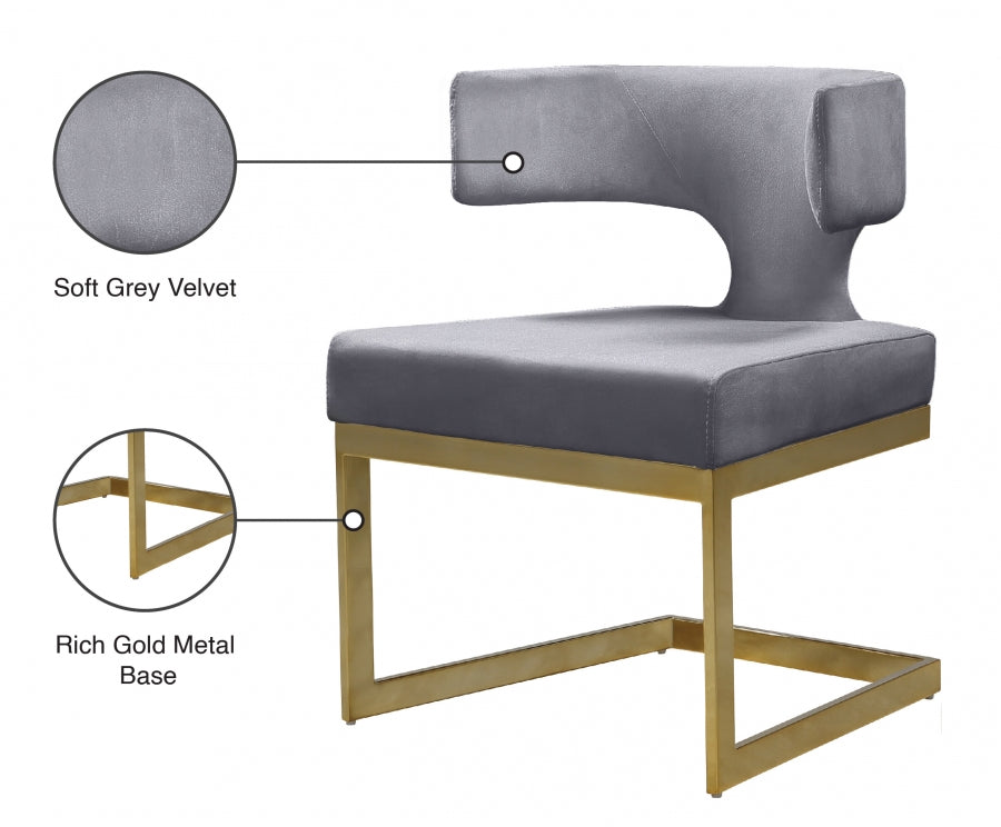 Chaise de salle à manger en velours Alexandra