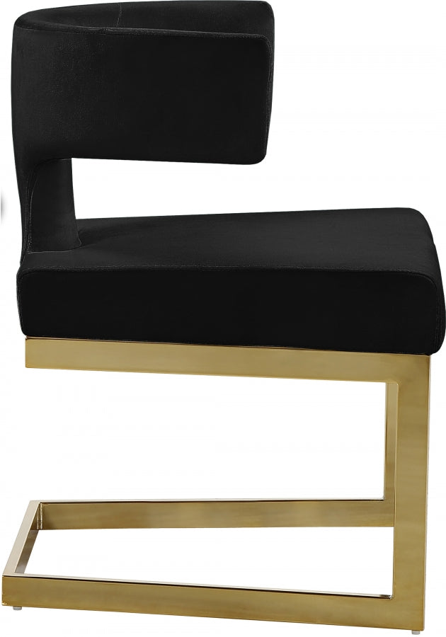 Chaise de salle à manger en velours Alexandra