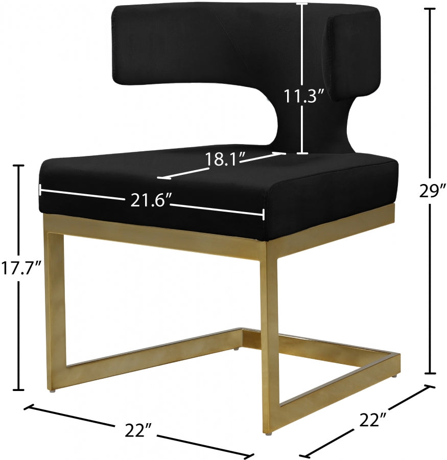 Chaise de salle à manger en velours Alexandra