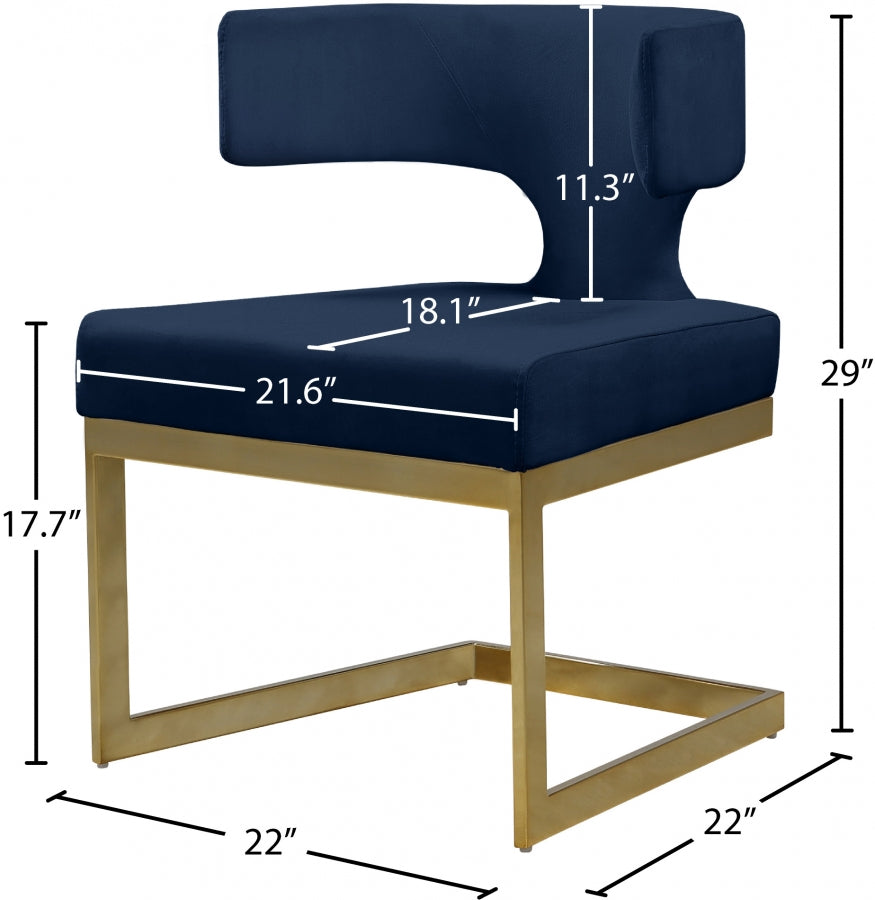 Chaise de salle à manger en velours Alexandra