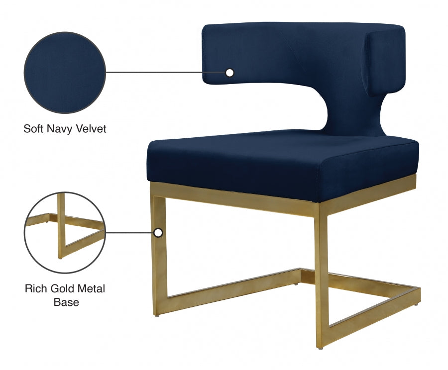 Chaise de salle à manger en velours Alexandra