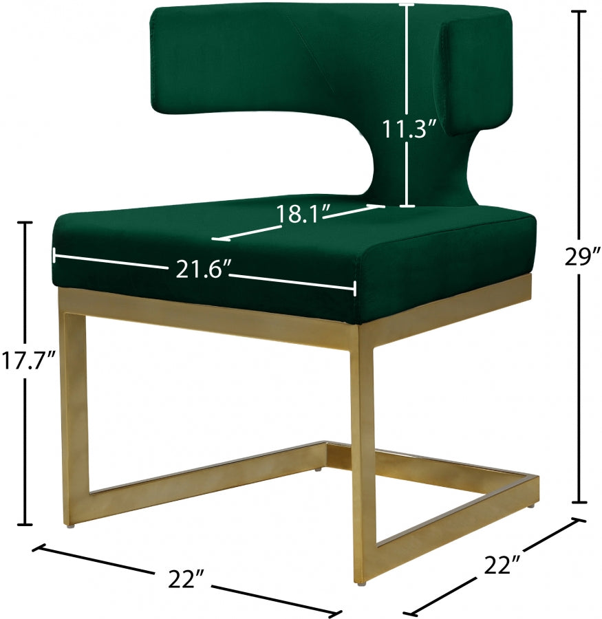 Chaise de salle à manger en velours Alexandra
