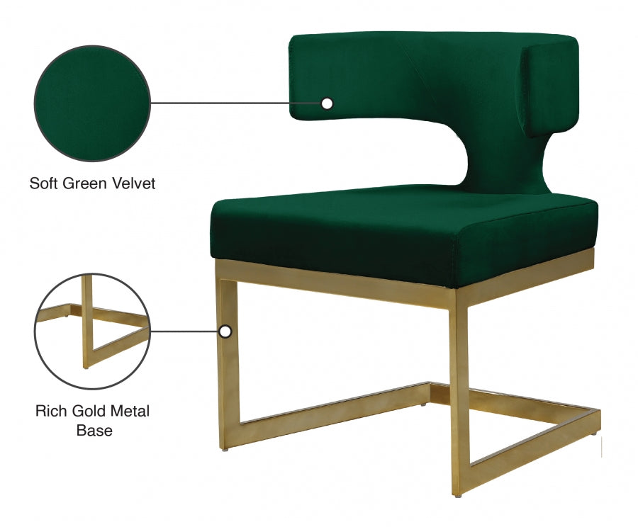 Chaise de salle à manger en velours Alexandra