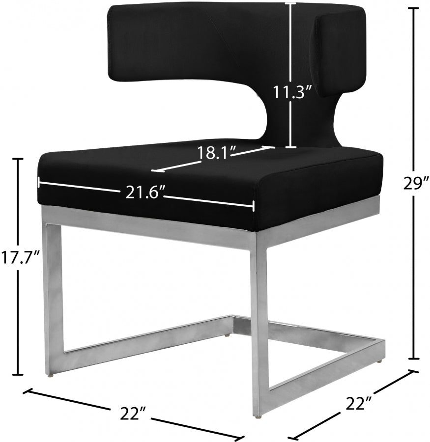 Chaise de salle à manger en velours Alexandra