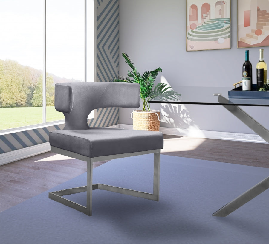 Chaise de salle à manger en velours Alexandra
