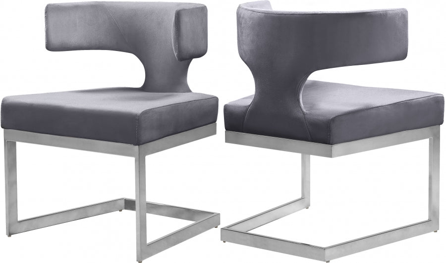 Chaise de salle à manger en velours Alexandra