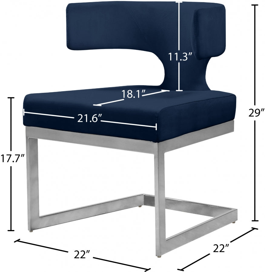 Chaise de salle à manger en velours Alexandra