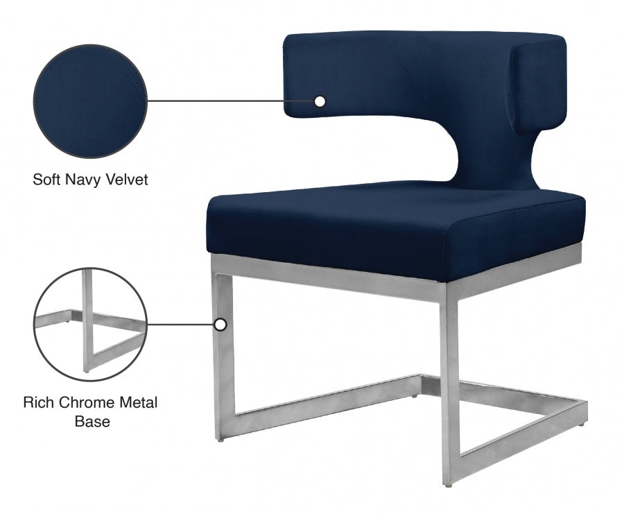Chaise de salle à manger en velours Alexandra