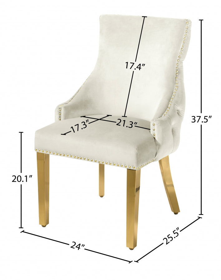 Chaise de salle à manger en velours Tuft
