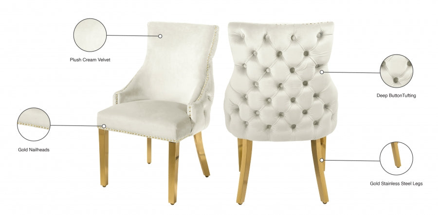 Chaise de salle à manger en velours Tuft
