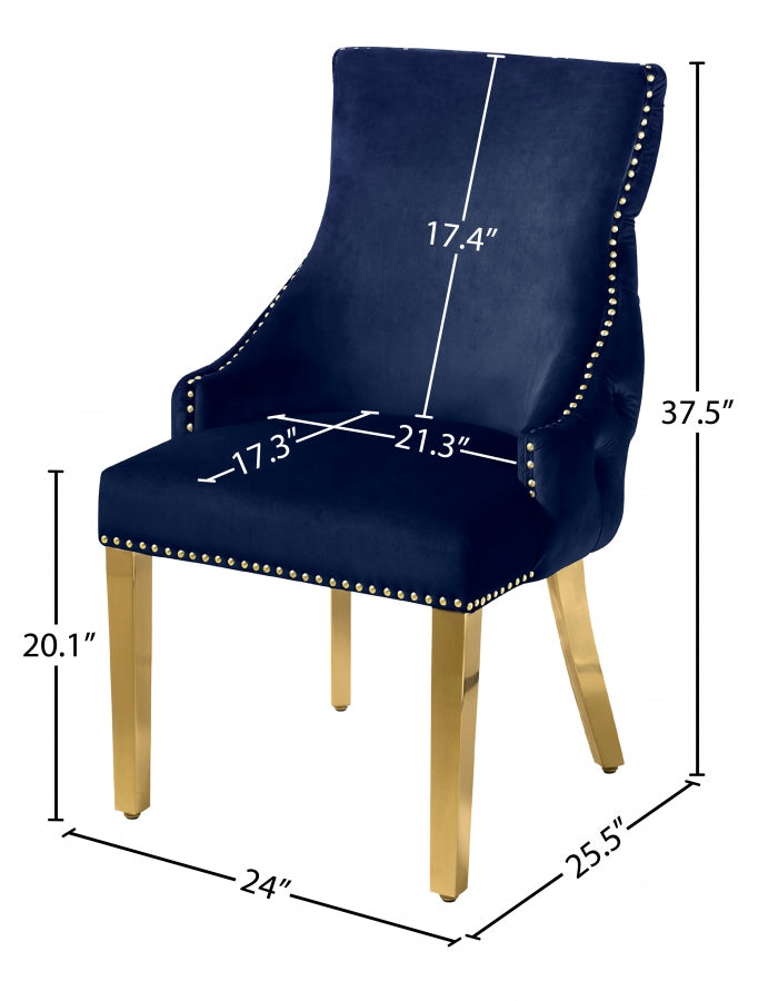 Chaise de salle à manger en velours Tuft