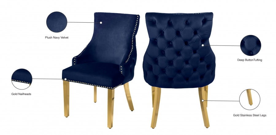 Chaise de salle à manger en velours Tuft