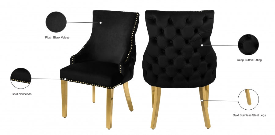 Chaise de salle à manger en velours Tuft