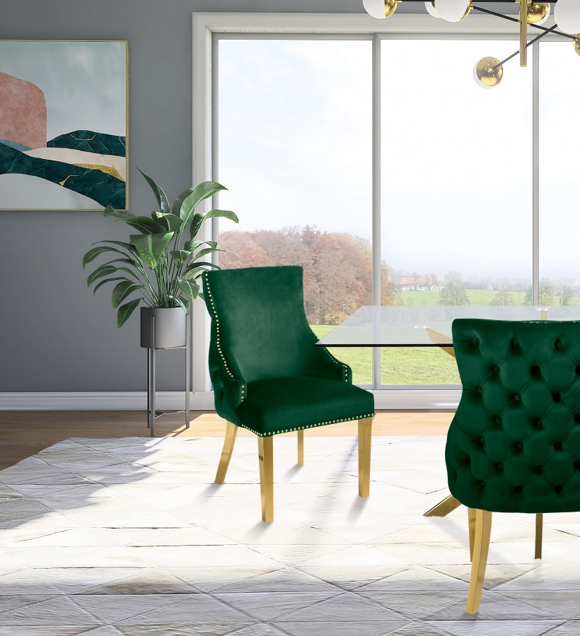 Chaise de salle à manger en velours Tuft