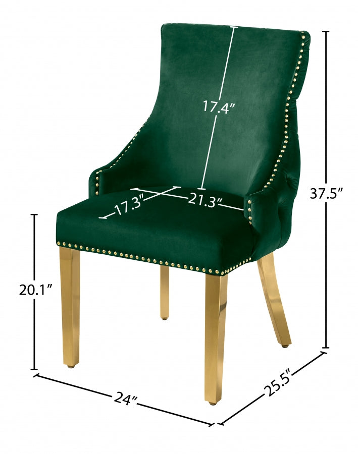 Chaise de salle à manger en velours Tuft