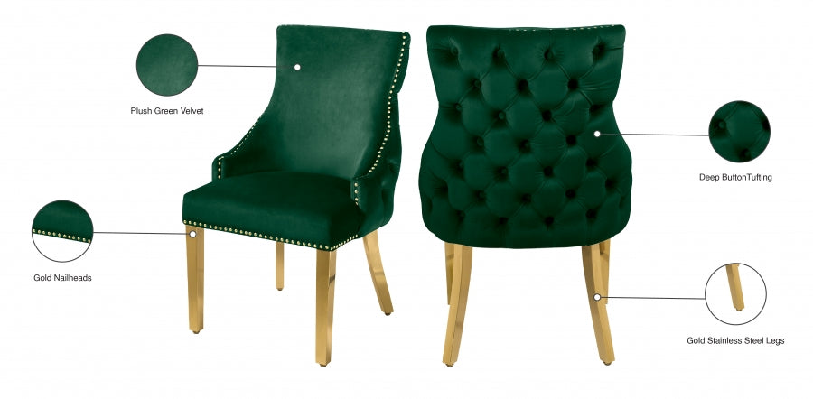 Chaise de salle à manger en velours Tuft