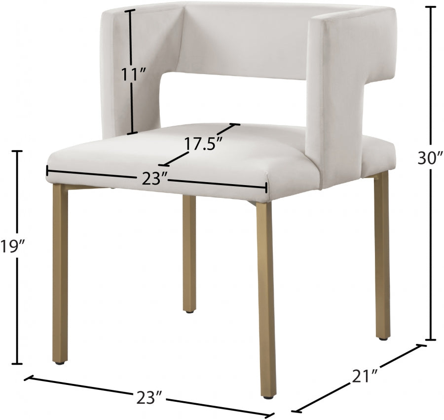 Chaise de salle à manger en velours Caleb