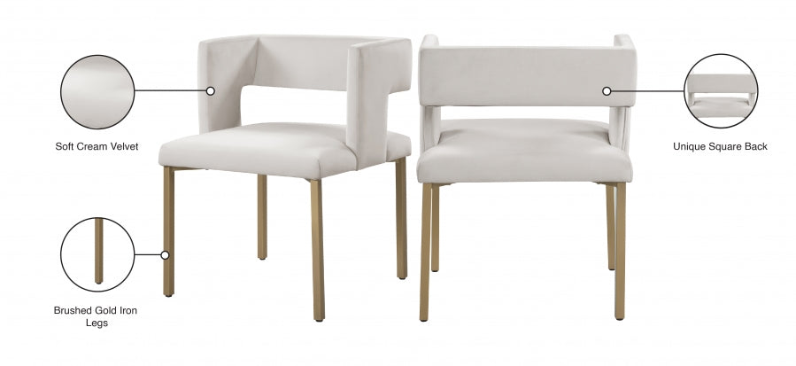 Chaise de salle à manger en velours Caleb