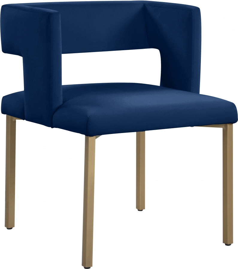 Chaise de salle à manger en velours Caleb