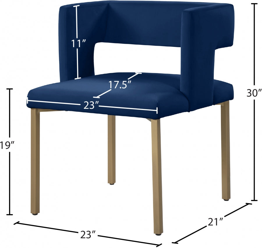Chaise de salle à manger en velours Caleb