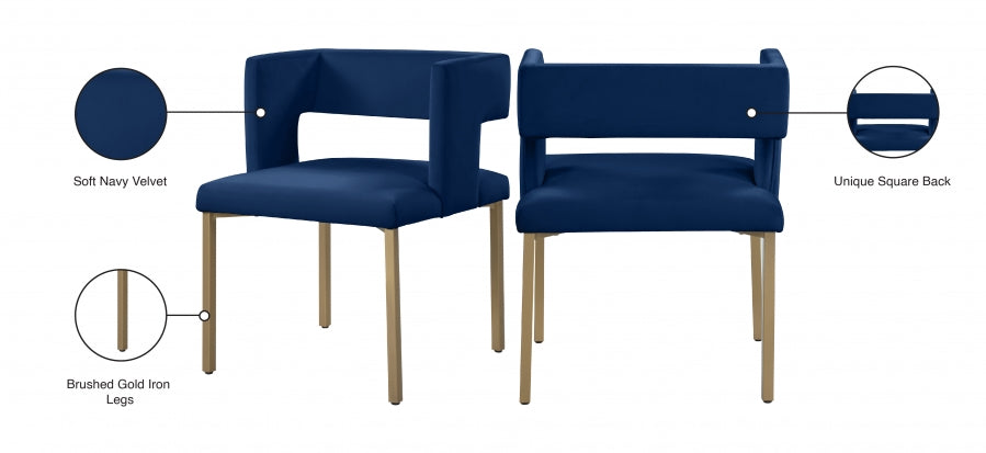 Chaise de salle à manger en velours Caleb