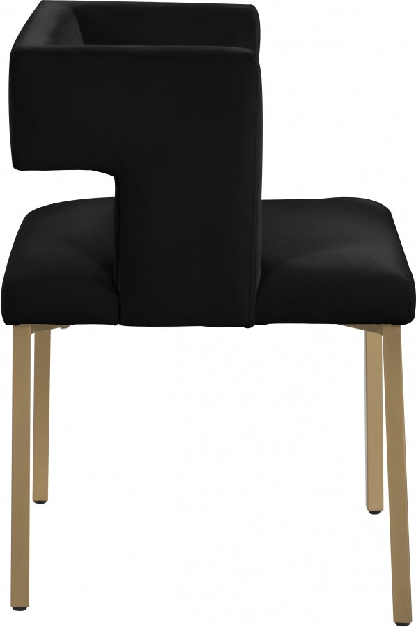Chaise de salle à manger en velours Caleb
