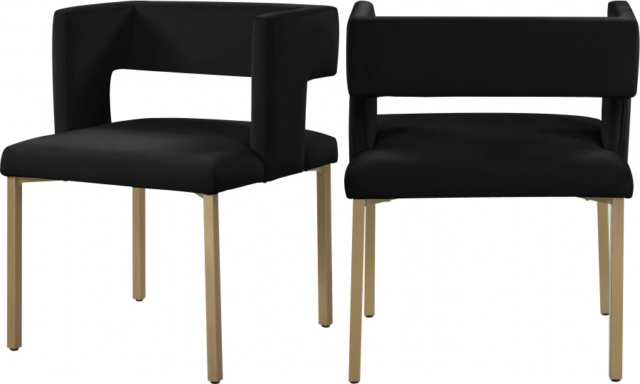 Chaise de salle à manger en velours Caleb