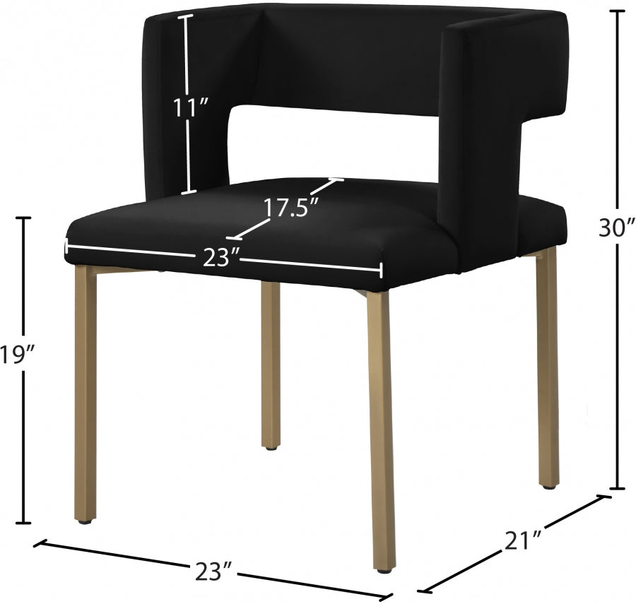 Chaise de salle à manger en velours Caleb