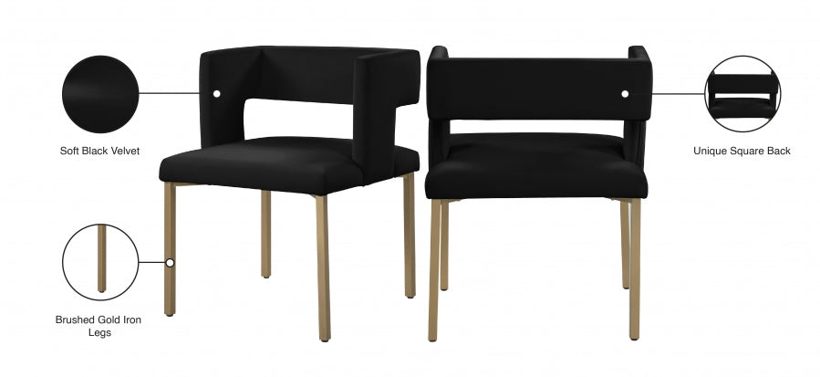 Chaise de salle à manger en velours Caleb