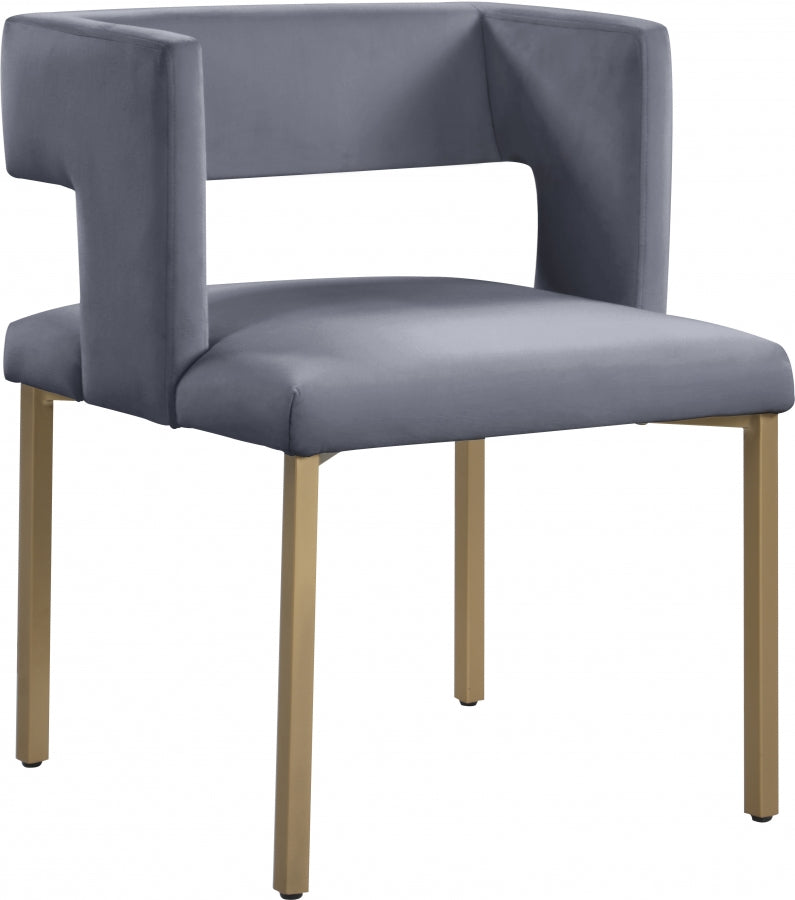 Chaise de salle à manger en velours Caleb