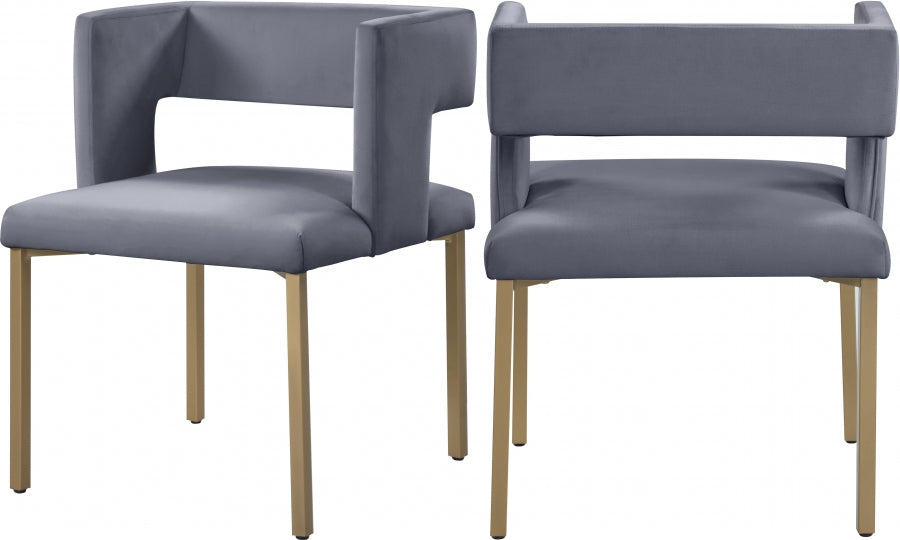 Chaise de salle à manger en velours Caleb