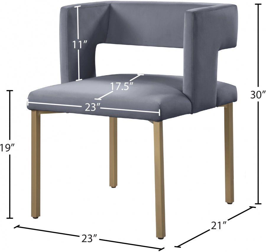 Chaise de salle à manger en velours Caleb