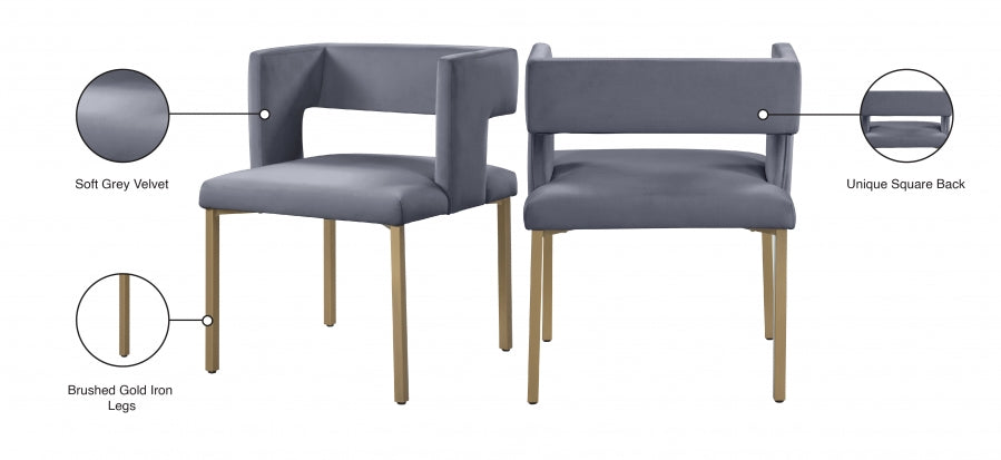 Chaise de salle à manger en velours Caleb