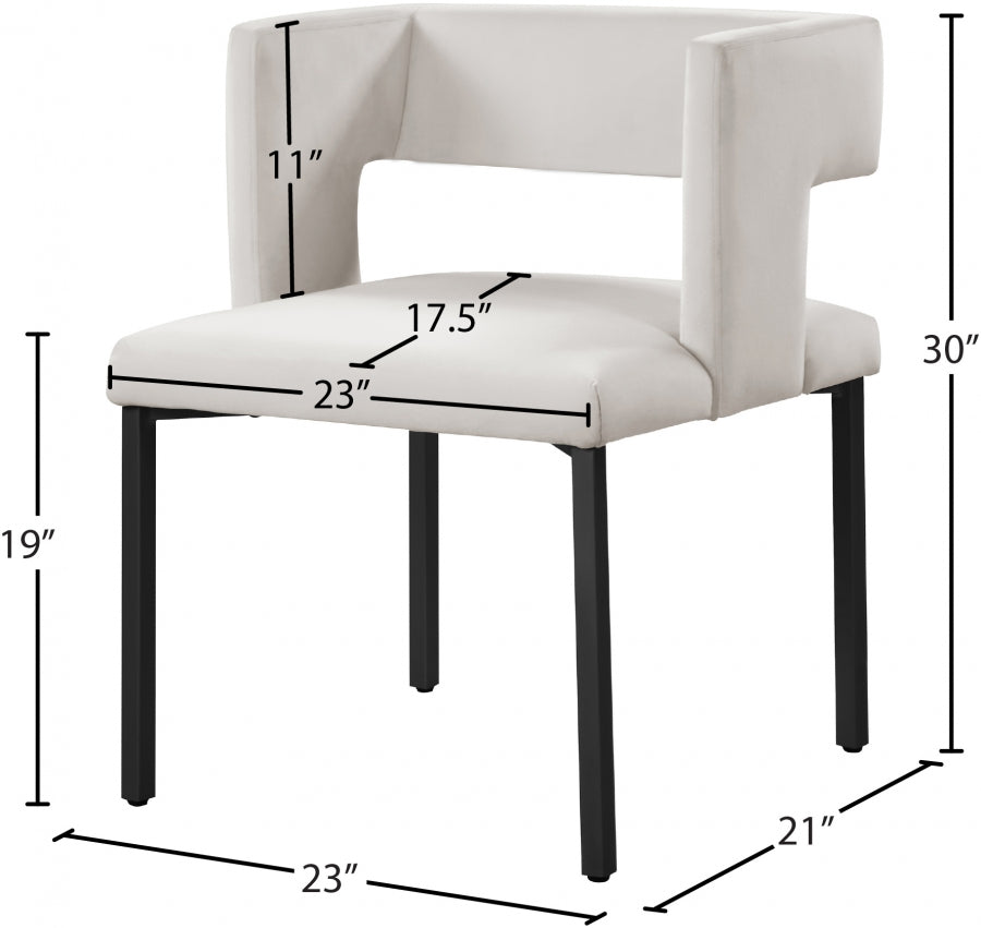 Chaise de salle à manger en velours Caleb