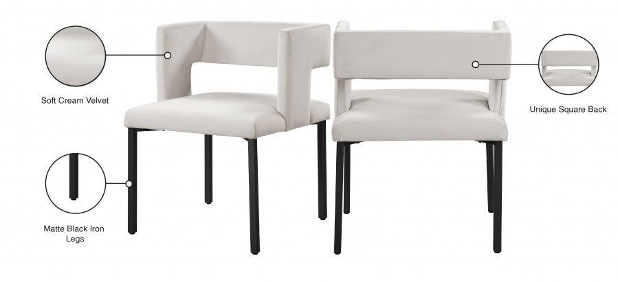 Chaise de salle à manger en velours Caleb
