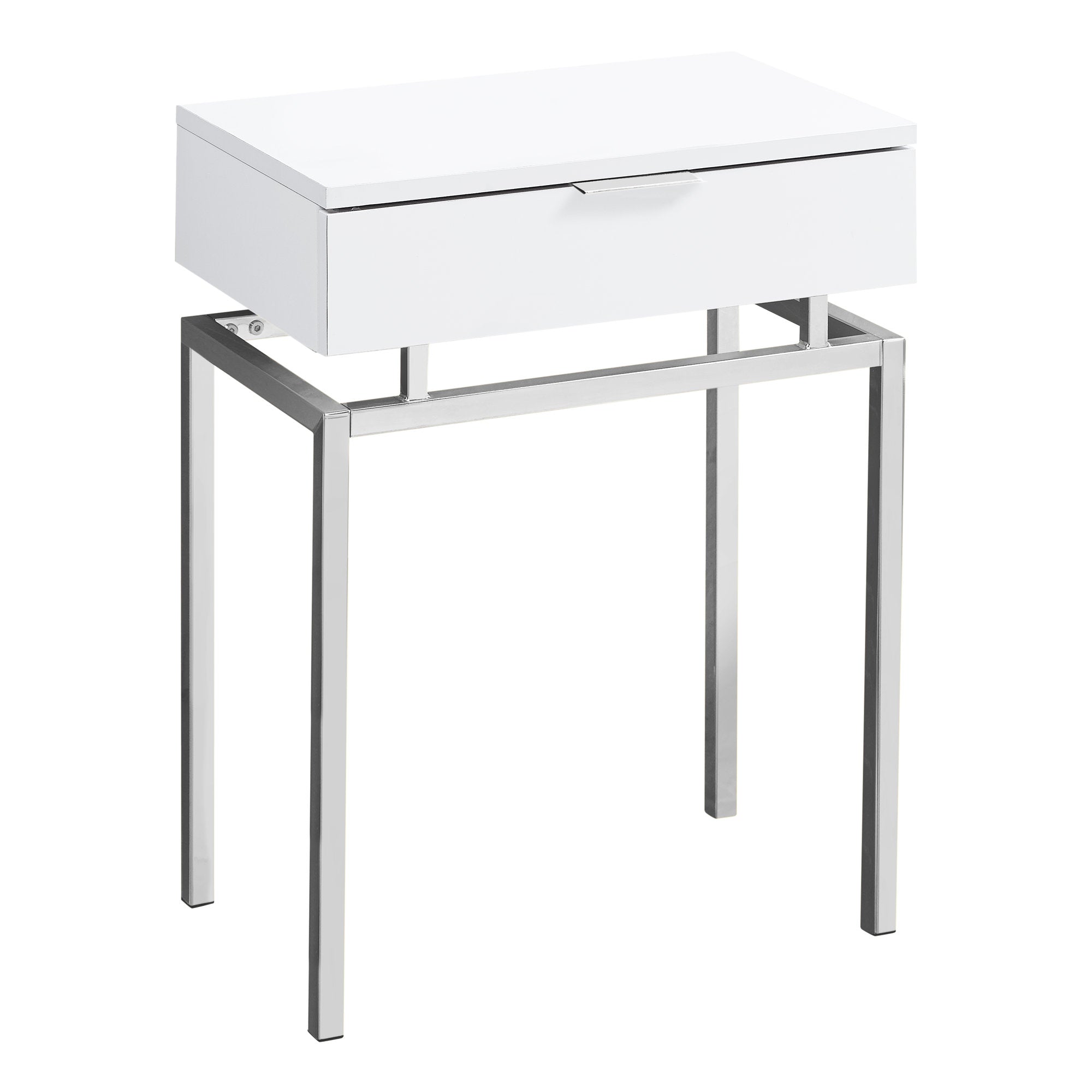 TABLE D'APPOINT - 24"H / BLANC BRILLANT / METAL CHROME 