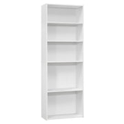 BIBLIOTHÈQUE - 72"H / BLANCHE AVEC 5 COMPRIMÉS 