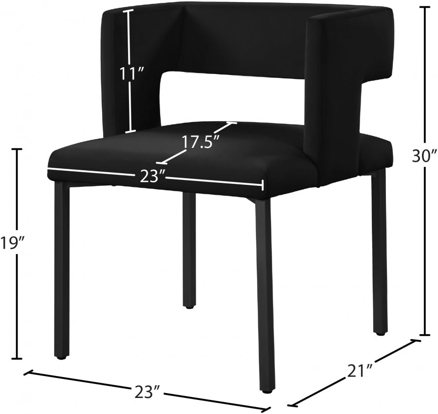 Chaise de salle à manger en velours Caleb