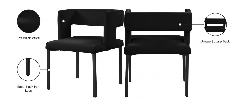 Chaise de salle à manger en velours Caleb