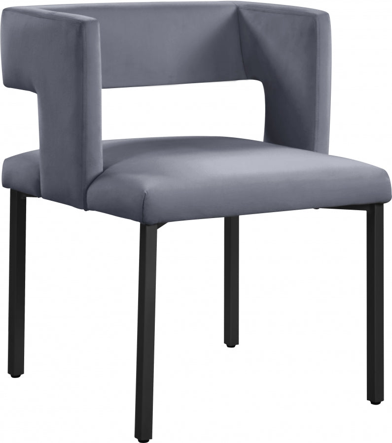 Chaise de salle à manger en velours Caleb