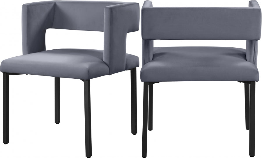 Chaise de salle à manger en velours Caleb