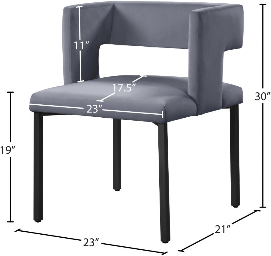 Chaise de salle à manger en velours Caleb