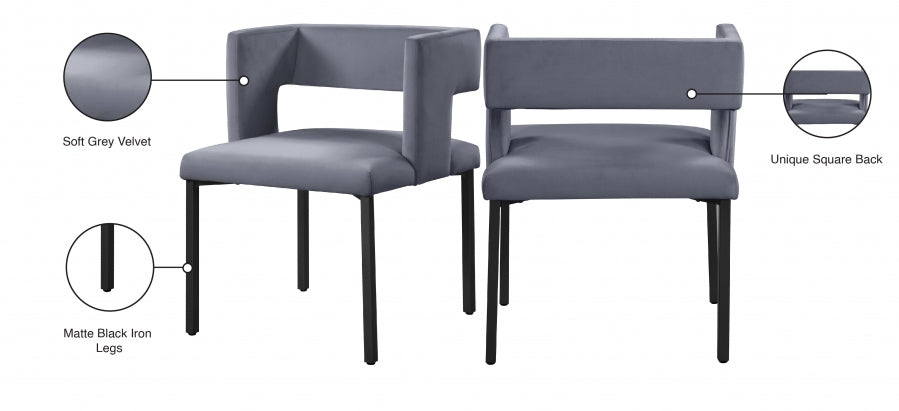 Chaise de salle à manger en velours Caleb