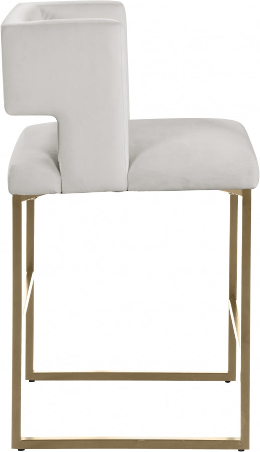 Tabouret de comptoir en velours Caleb