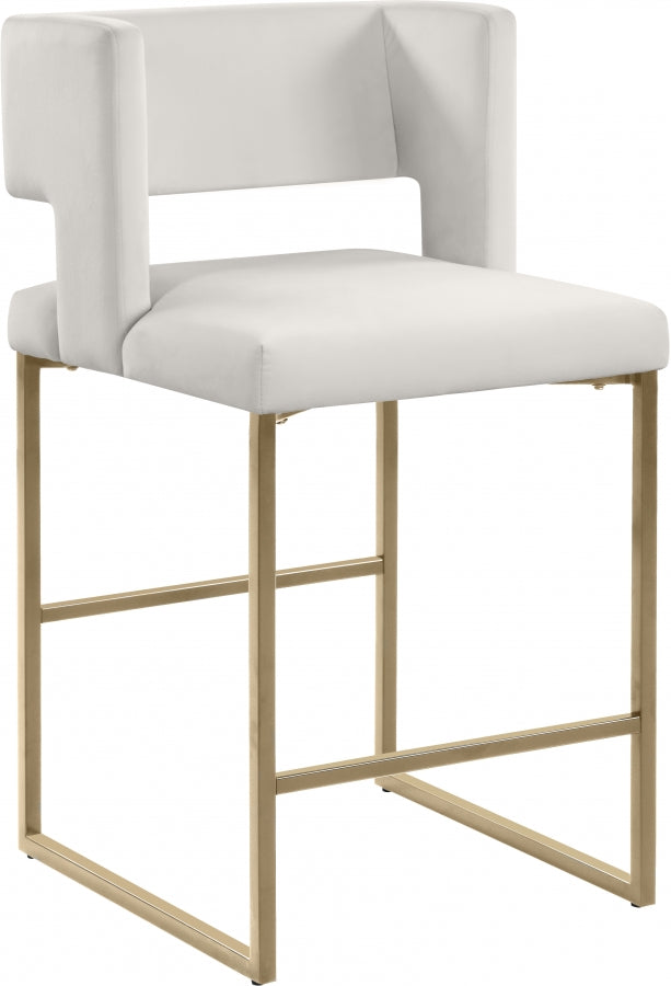 Tabouret de comptoir en velours Caleb