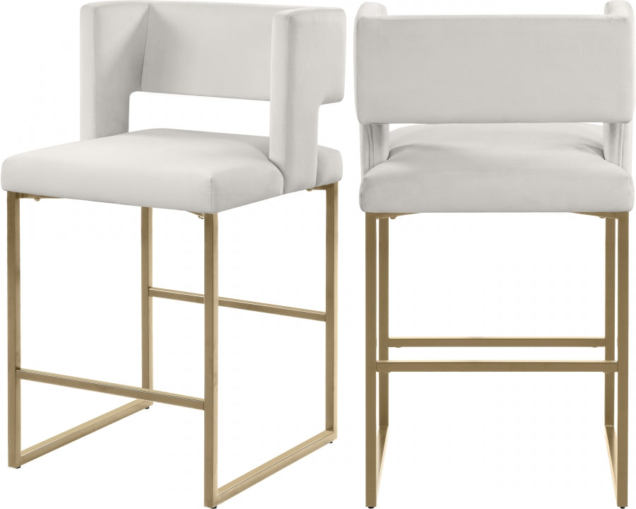 Tabouret de comptoir en velours Caleb